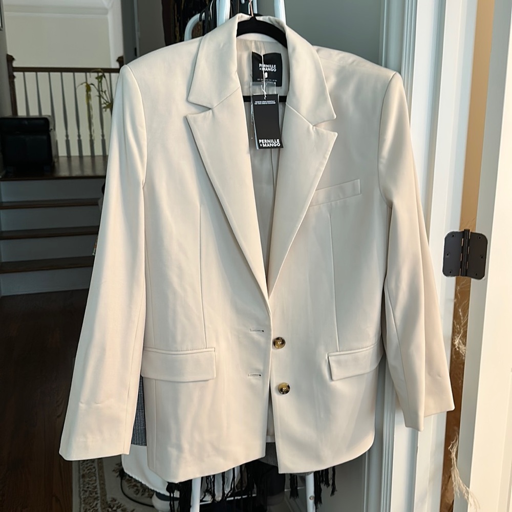 Wool Pernille x Mango Ecru Cream | Oversized structured blazer | NWT